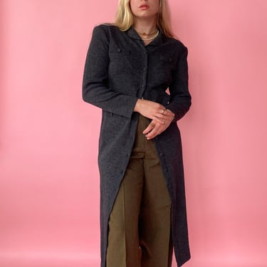 1990s Gray Button-Down Sweater Dress, sz. M/L