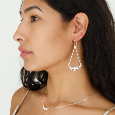 Moon + Arrow Crescent Earrings in Sterling silver