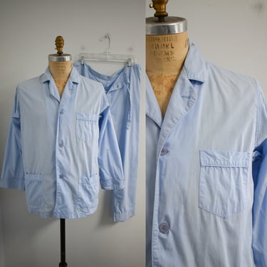 1980s Christian Dior Blue Cotton Pajamas 