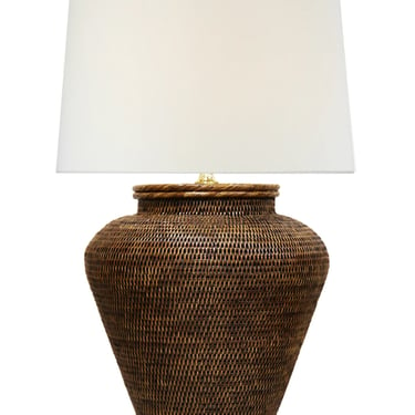 Naples Rattan Large Table Lamp, Antique Brown