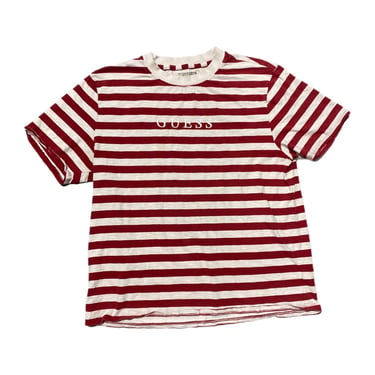 (XL) White/Red Striped Guess T-Shirt 081022 JF