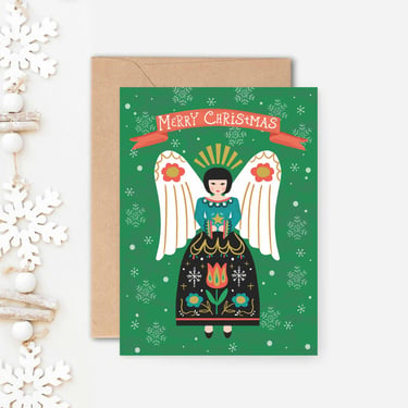 Folk Art Christmas Angel Notecard/ 4.25