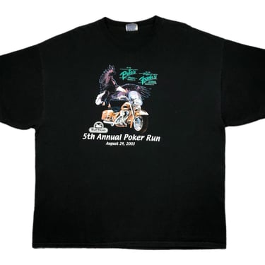 Vintage 2003 5th Annual Poker Run Motorcycle/Biker Rally Graphic T-Shirt Size XXL 