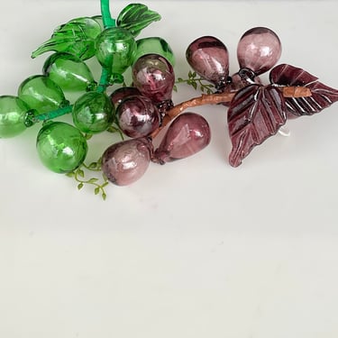 Blown Glass Grape Decor / Purple or Green