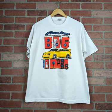 Vintage 1995 Double Sided Fineline Bug ORIGINAL Auto Body Shop Tee - Extra Large 