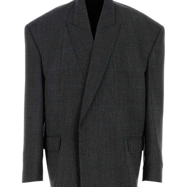 Balenciaga Men Embroidered Wool Oversize Blazer