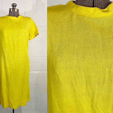 Vintage Sunshine Yellow Dress Short Sleeve 1960s Adams 100% Irish Linen Arthur Originals 5th Avenue B. Altman Marvelous Mrs. Maisel Medium 