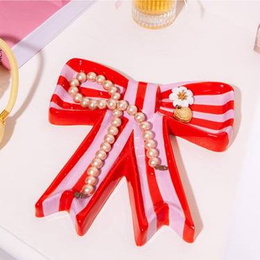 Striped Bow Trinket Tray