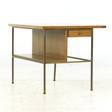 Paul McCobb Irwin Collection Mid Century Mahogany and Brass Nightstand Side Table - mcm 