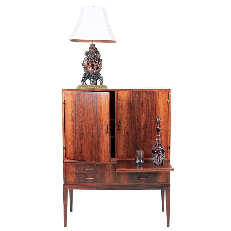 Luxurious Danish Modern Rosewood Armoire | Bar Cabinet