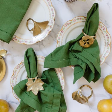 vintage french set of 4 floral napkin rings