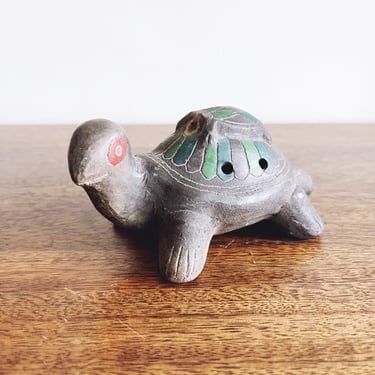 Vintage Clay Turtle Whistle Figurine 