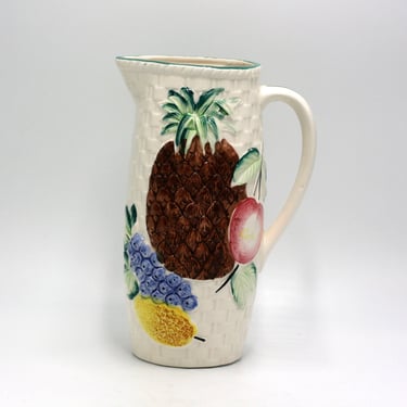 vintage ceramic pitcher with pineapple and grapes made in japan 