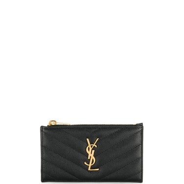 Saint Laurent Women Cassandre Leather Zipped Card Case