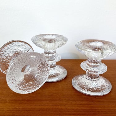 Set of Three One-Ring Festivo Candle Holders / Candlesticks Designed by Timo Sarpaneva for Iittala, Finland 