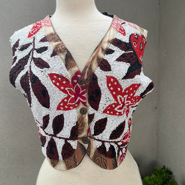 Vintage Wounded Bird boho beaded vest sz M by ZOOG 