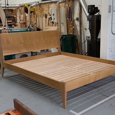 Willard Bed Frame, White Oak Platform Bed, Solid Wood Bed Frame, Mid Century Modern Bed 