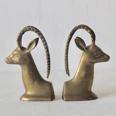 Rosenthal Netter Brass gazelle Head Bookends-a pairArt Deco Style Large Brass Sculptural Swan Bookends-a pair 