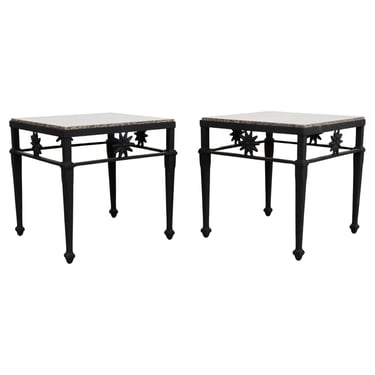 Pair of Neoclassical Style Granite Top Garden Drink Tables