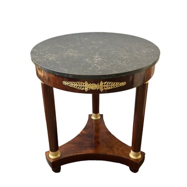 French Late 19th Century Empire Style Side Table w/ Marble Top