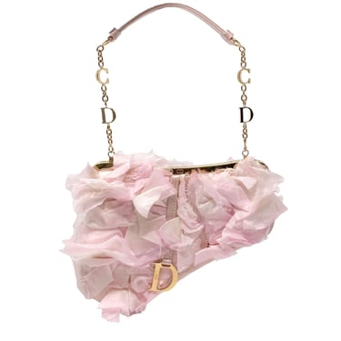 Dior Pink Silk Rose Petal Mini Saddle Bag