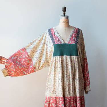 1980s Mixed Floral Print Dress 