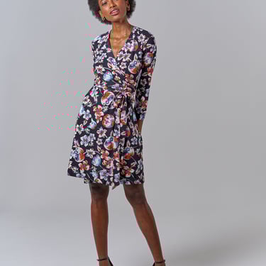 Rachel Wrap Dress | Black Georgia Blossoms