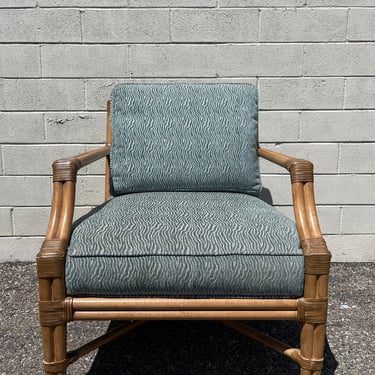 Vintage Rattan Chair Armchair Seating Living Room Bohemian Boho Chic Peacock Coastal Cottage Vintage Seating Glam Beach Decor Faux Bamboo 