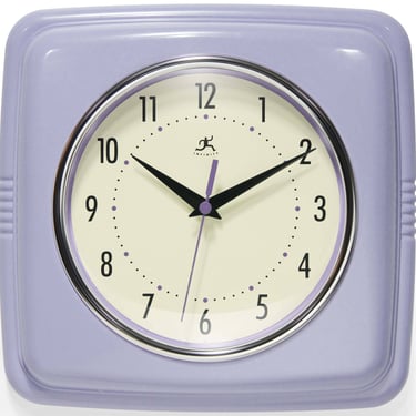 Retro Square Lilac Indoor Wall Clock 9.25 Inch