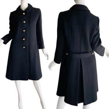 1960s Vintage Mod Winter Coat Brynmoor Designer Tailored Luxurious Black Wool Cold Weather Coat 