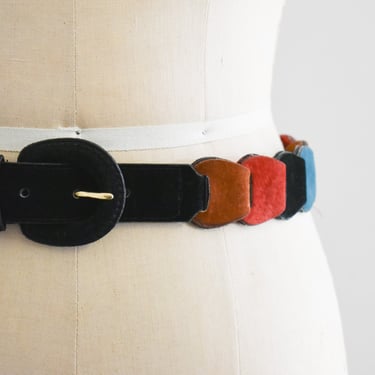 1990s Multi-Colored Suede Table Belt 