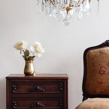 1930s French carved oak rococo style nightstand