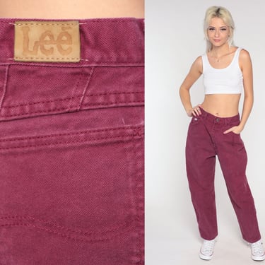 Lee Tapered Jeans Purple 90s Mom Jeans High Waist Jeans Relaxed 1990s High Waisted Denim Pants 90s Vintage Retro Denim Small 28 