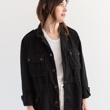 Vintage Black Cargo Pocket Safari Button up Coat | Unisex Jacket | M L | 