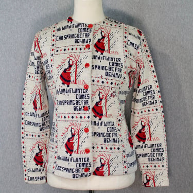 1970s Vintage Christmas Sweater - Novelty Christmas Cardigan - Winter Sweater - Nordic 