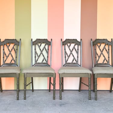 Set of Four Faux Bamboo Dining Chairs