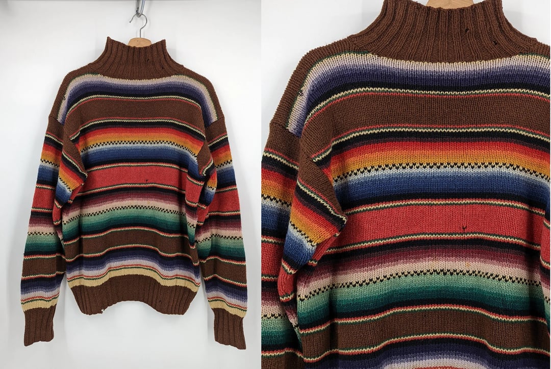 Vintage 90s LARGE Polo Country Ralph Lauren Hand Knit Wool