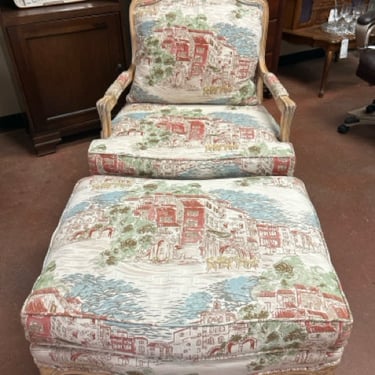 Down-Filled Bergere Chair with Ottoman from TRS Furniture Inc.