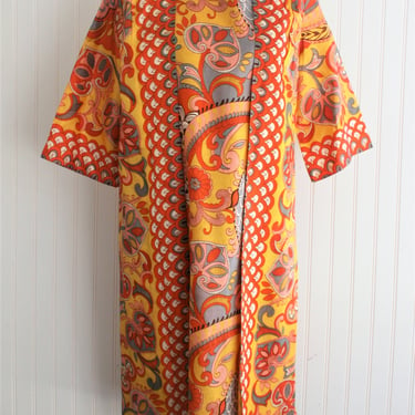Wrap Dress - 1960's - Acetate - Op Art - Hostess Dress - by Loll Ease - Marked size 8 