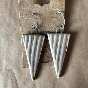 Ceramic Earrings: White and Beige 