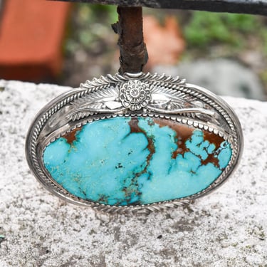 Huge Turquoise Sterling Silver Belt Buckle By Ben Begaye, Native American Jewelry, 3.75" W 