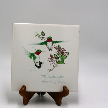 vintage Phyllis Howard  Ruby Throated Hummingbird Tile 