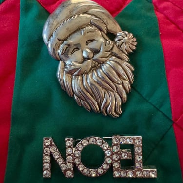 Vintage Christmas Brooches/ Santa Claus / Noel / Free US Shipping 