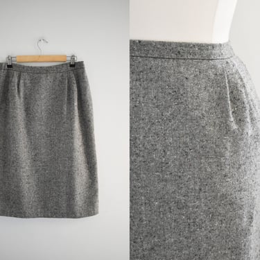 1980s Black and Cream Tweed Skirt 