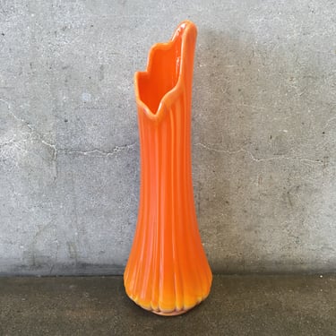 Mid Century Modern Orange Glass Vase