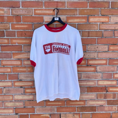 vintage y2k white and red tbs saturday night college football ringer tee / xl extra large 