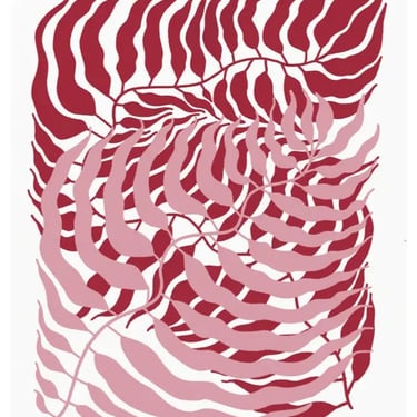 Red and Pink Fern Drawing