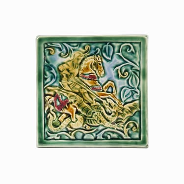 Wandering Fire Pottery & Tile Works Decorative Ceramic Tile Saint George and the Dragon 