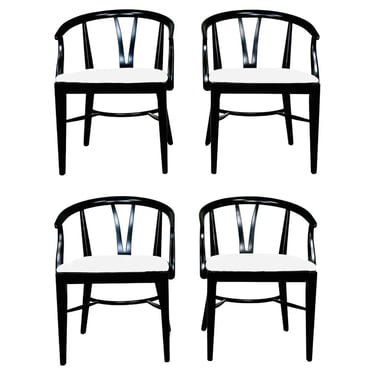 4 Hans Wegner Wishbone Style Dining or Game Armchairs by Blowing Rock 
