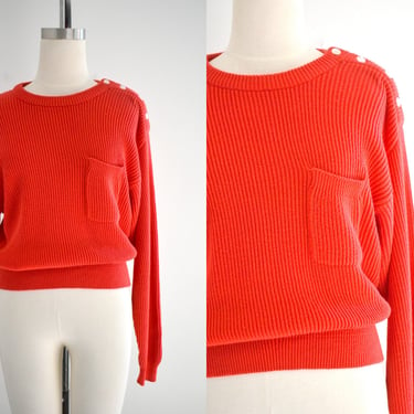 1980s Liz Claiborne Red Cotton Sweater 